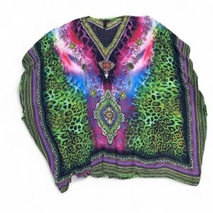Vibrant Green Multicolor Printed Women’s Cover Up